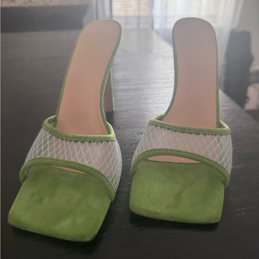 Green Mesh Women's Heels